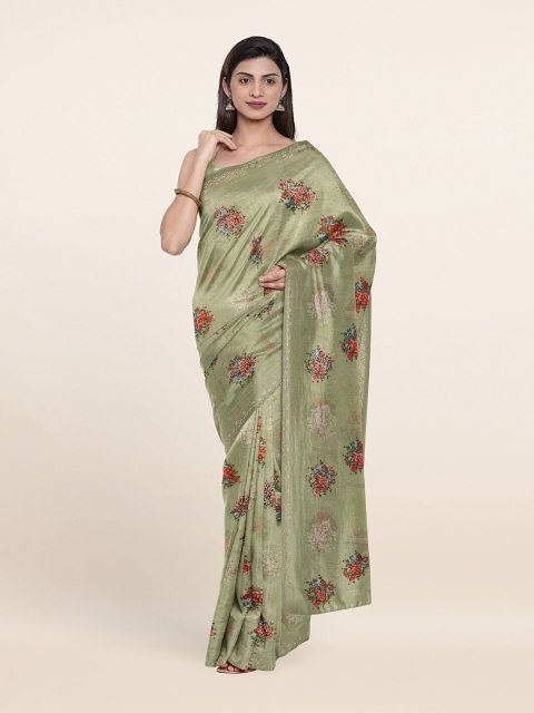 

Pothys Green & Red Floral Saree