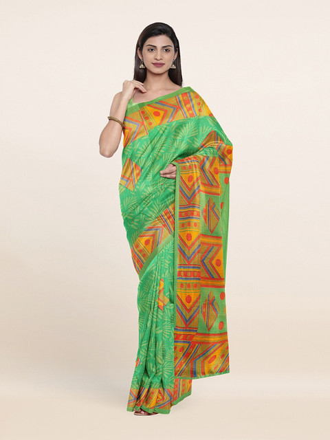 

Pothys Green & Yellow Printed Saree