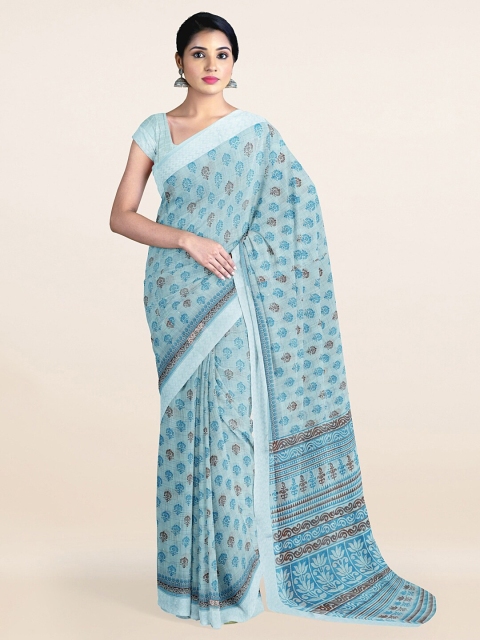 

Pothys Blue & Maroon Floral Printed Saree