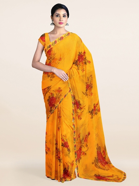 

Pothys Yellow & Red Floral Saree