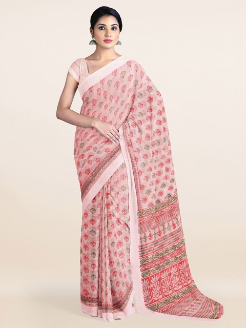 

Pothys Pink & Red Floral Printed Saree