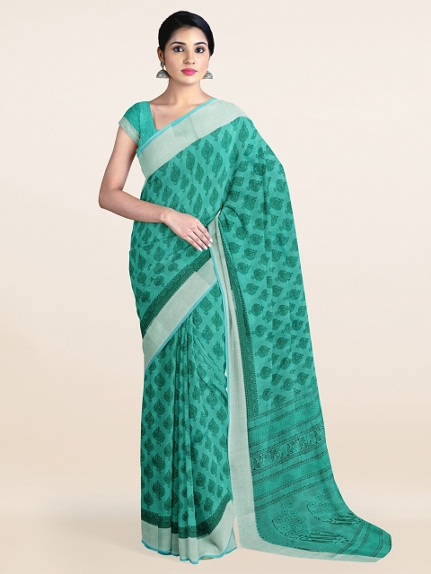 

Pothys Green Floral Printed Cotton Blend Saree