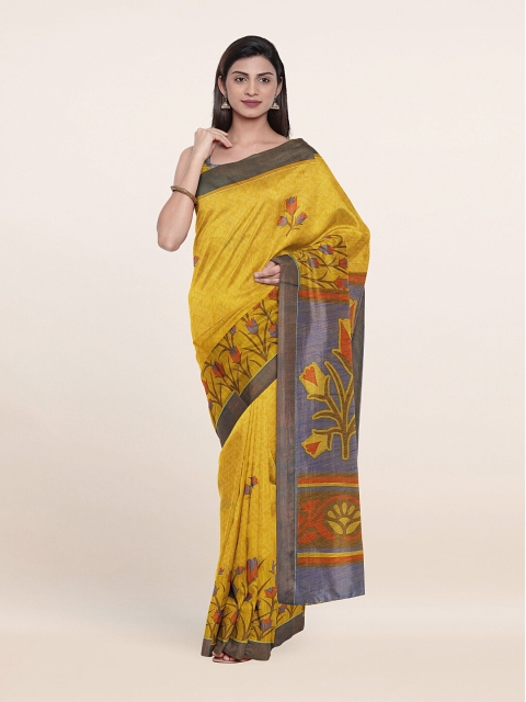 

Pothys Mustard & Red Floral Saree