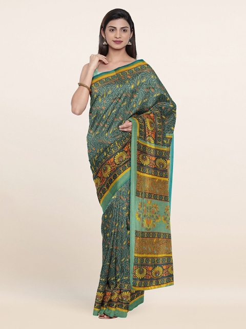 

Pothys Green & Yellow Ethnic Motifs Saree