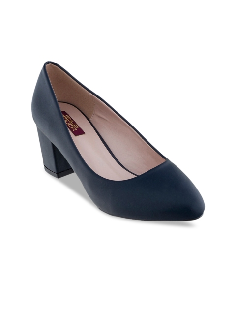 

SHUZ TOUCH Women Navy Blue Solid Block Pumps