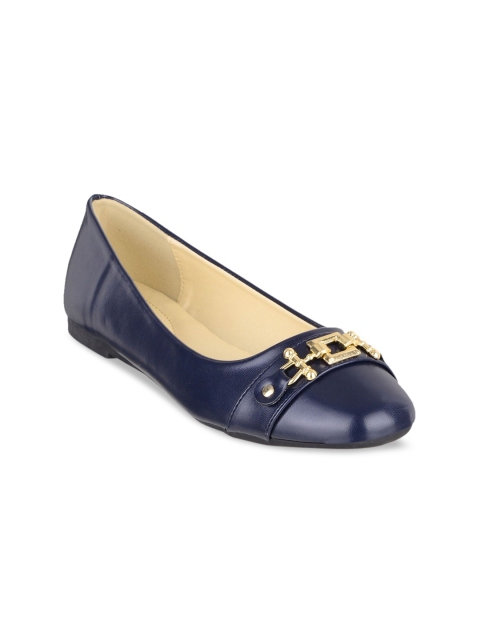 

SHUZ TOUCH Women Navy Blue Embellished Ballerinas Flats