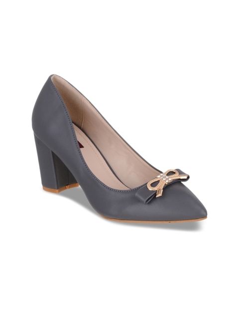 

SHUZ TOUCH Grey Block Pumps with Bows