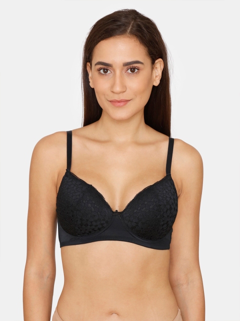 

Zivame Black Floral Bra Underwired Lightly Padded