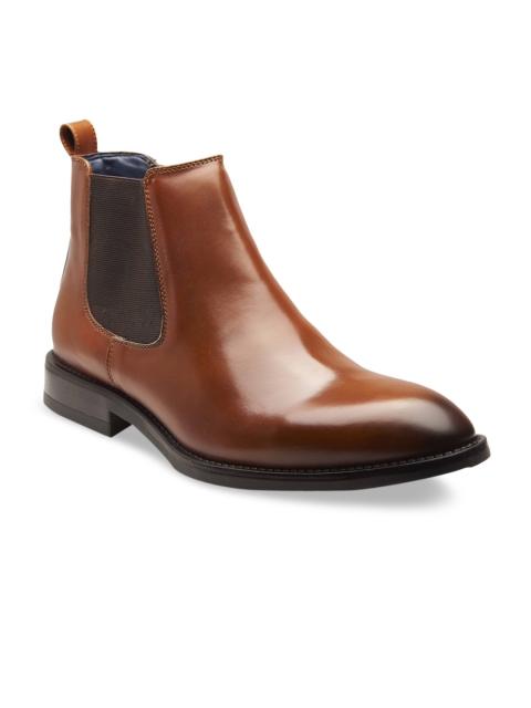 

MICHAEL ANGELO Men Tan Brown Formal High-Top Chelsea Boots