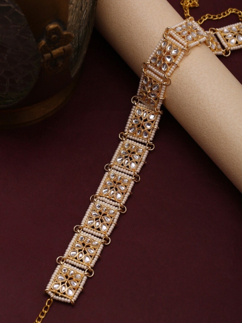 

Shoshaa Women Gold-Toned & White Beaded Hairband