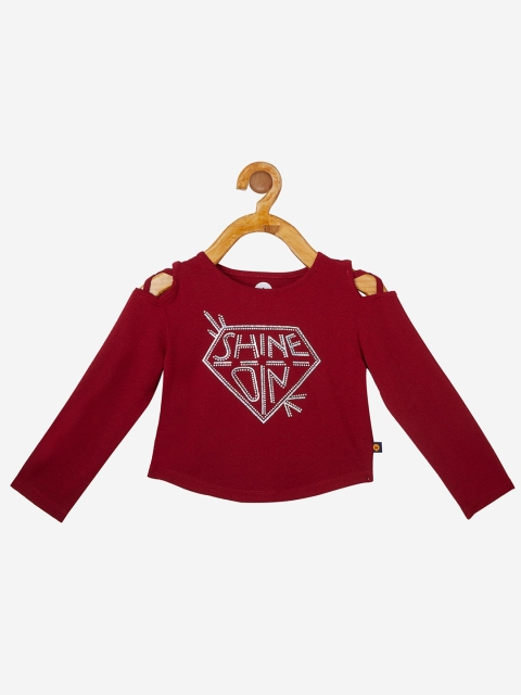 

VITAMINS Maroon & White Printed Crepe Top