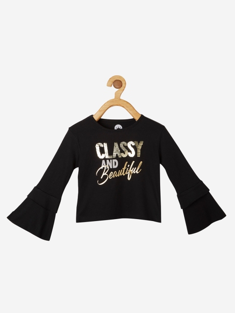 

VITAMINS Girls Black Printed & Embellished Top