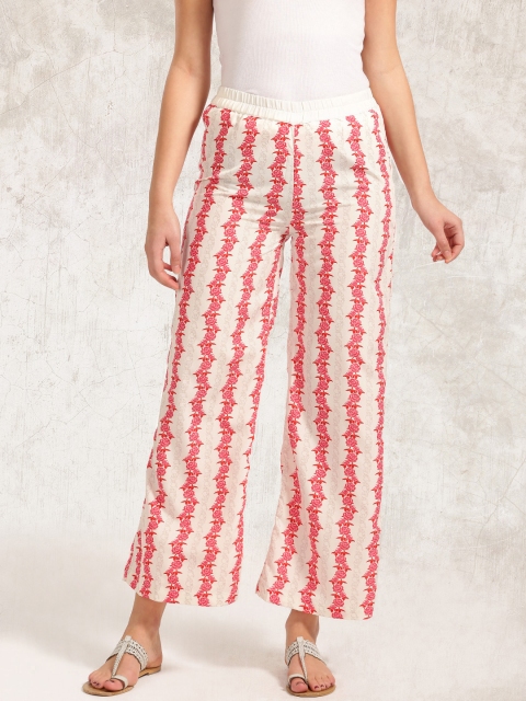 

Anouk White & Red Printed Palazzo Trousers