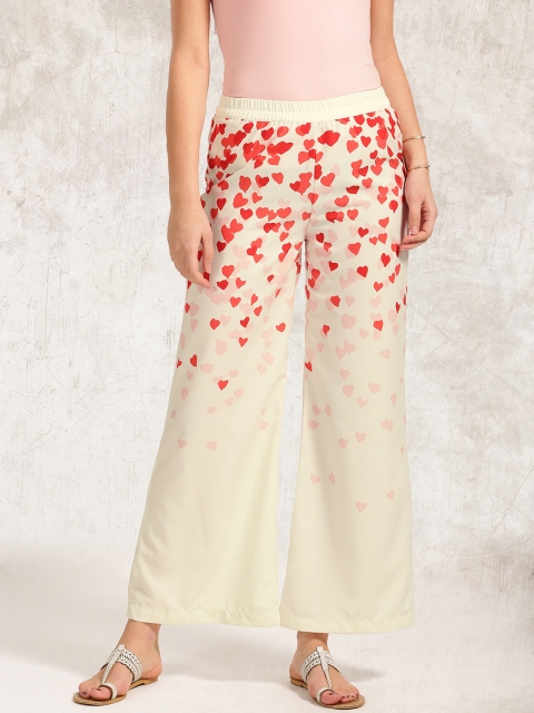 

Anouk White & Red Printed Palazzo Trousers
