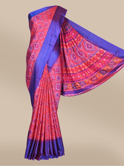 

The Chennai Silks Women Red Geometric Printed Saree