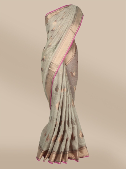 

The Chennai Silks Grey & Bronze-Toned Floral Saree