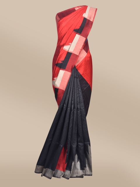 

The Chennai Silks Black & Red Jute Cotton Fusion Saree