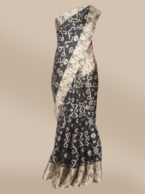 

The Chennai Silks Black & Cream-Coloured Bandhani Saree
