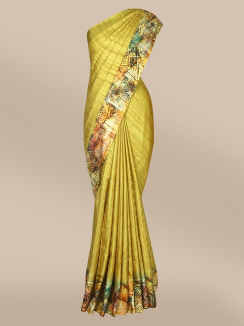 

The Chennai Silks Mustard & Green Jute Cotton Fusion Saree
