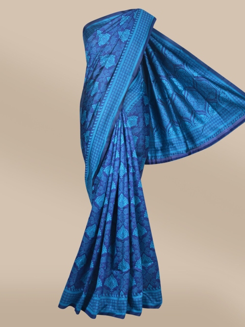 

The Chennai Silks Navy Blue & Black Ethnic Motifs Art Silk Banarasi Fusion Saree