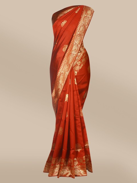 

The Chennai Silks Maroon & Gold-Toned Ethnic Motifs Zari Art Silk Banarasi Saree