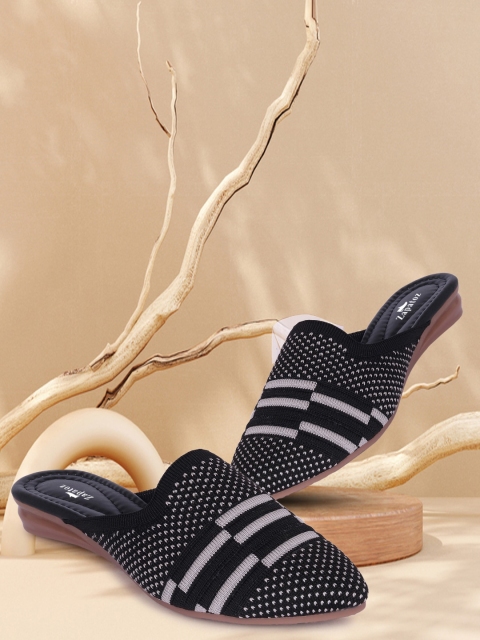 

ZAPATOZ Women Black Printed Mules