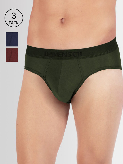 

DAMENSCH Men Pack of 3 Green, Red & Blue Briefs