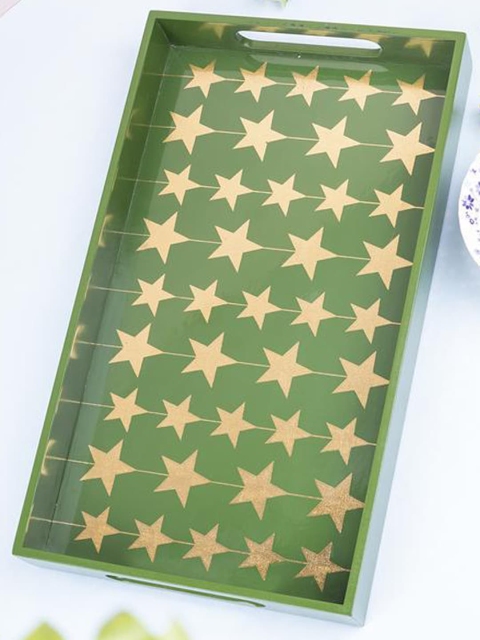 

MARKET99 Green & Gold-Toned Handcrafted Serving Tray