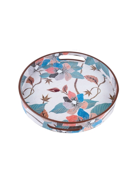 

MARKET99 White & Blue Printed Wooden Serving Tray