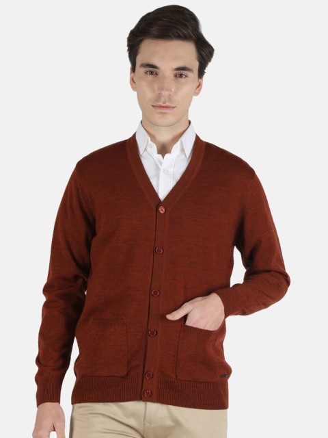 

Monte Carlo Men Maroon Solid Long Sleeves Wool Blend Cardigan