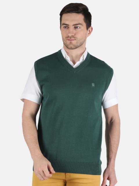 

Monte Carlo Men Green Solid Cotton Blend Sweater Vest