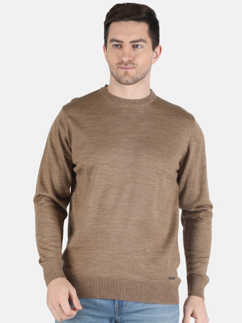 

Monte Carlo Men Khaki Solid Long Sleeves Wool Blend Pullover