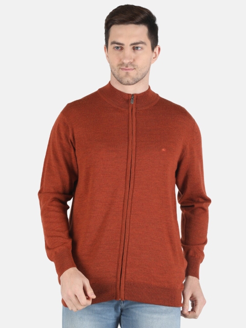 

Monte Carlo Men Rust Solid Full Sleeves Pure Wool Cardigan