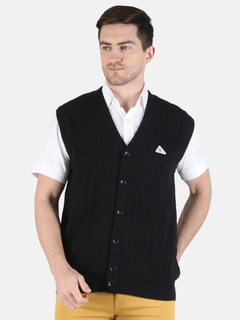 

Monte Carlo Men Black Solid Pure Wool Sleeveless Sweater Vest