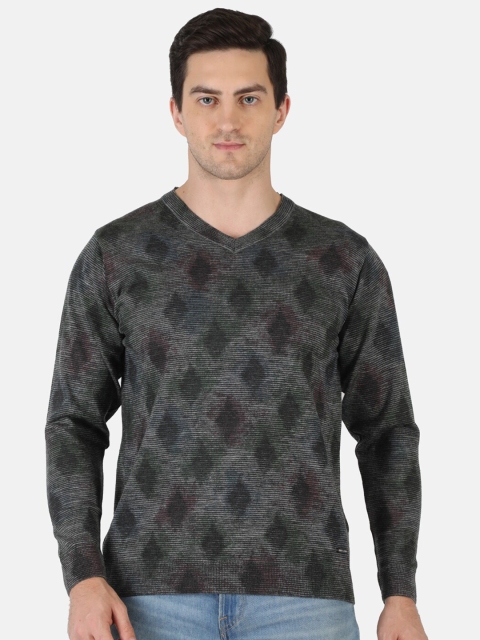 

Monte Carlo Men Black & Grey Printed Full Sleeves Pullover