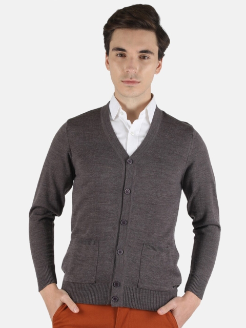 

Monte Carlo Men Grey Solid Wool Blend Cardigan