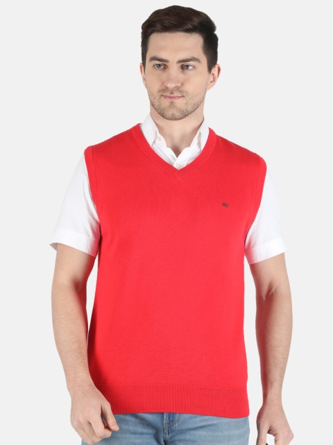 

Monte Carlo Men Red Solid Cotton Blend Sweater Vest
