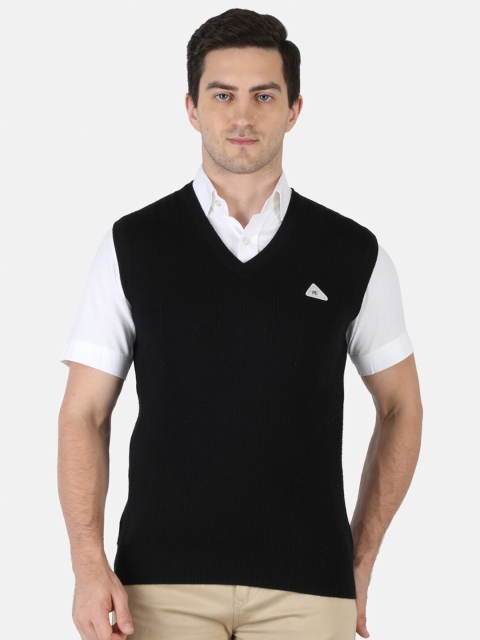 

Monte Carlo Men Black Solid Pure Wool Sweater Vest