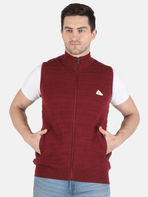 

Monte Carlo Men Maroon Solid Sleeveless Wool Blend Sweater Vest