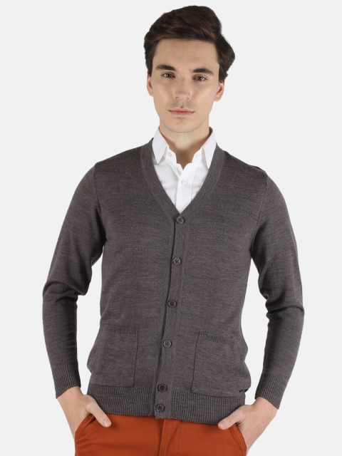 

Monte Carlo Men Grey Solid Wool Blend Cardigan