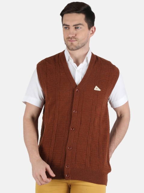 

Monte Carlo Men Brown Woollen Cable Knit Cardigan