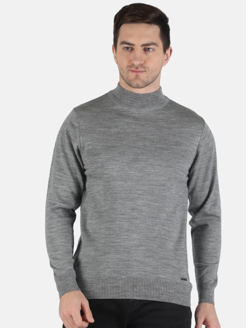 

Monte Carlo Men Grey Solid Pullover Sweater