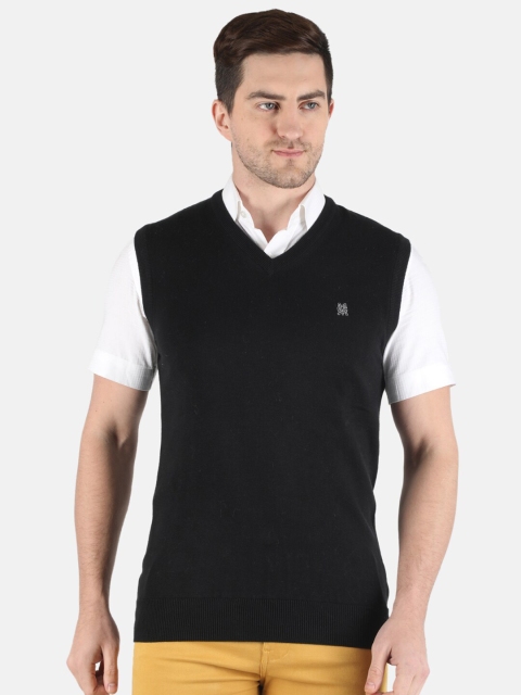 

Monte Carlo Men Black Solid Sleeveless Cotton Blend Pullover