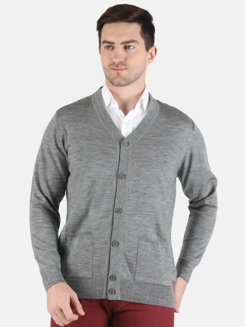 

Monte Carlo Men Grey Solid Wool Blend Cardigan