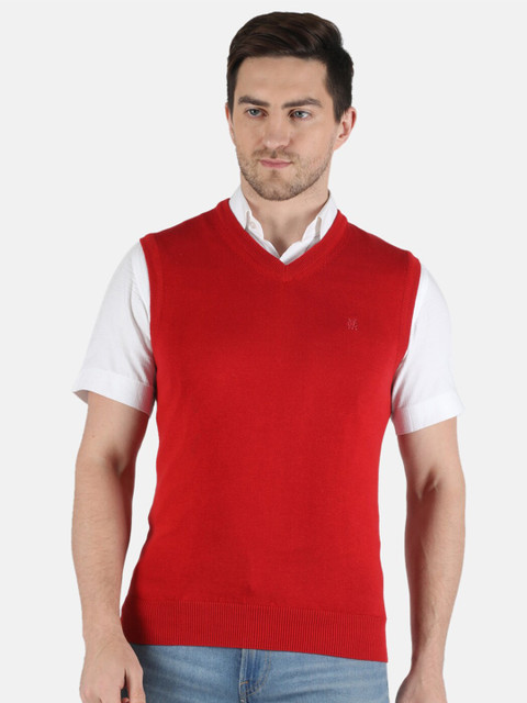 

Monte Carlo Men Solid Cotton Blend Maroon Sweater Vest