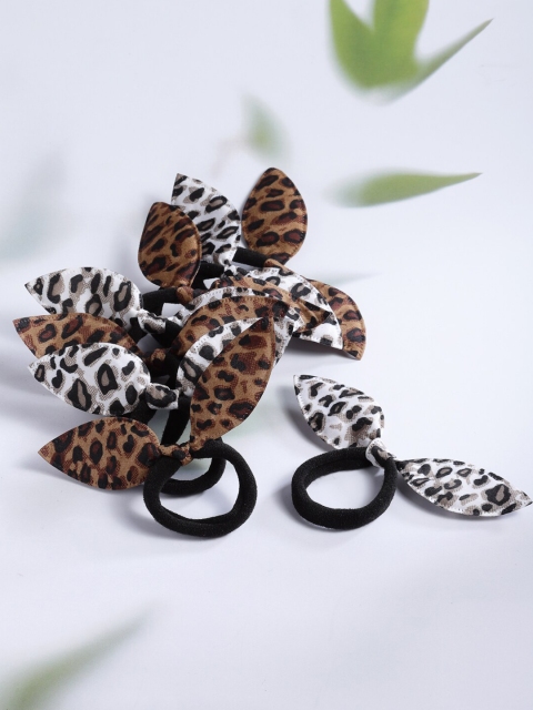 

Stoln Girls Brown & White Set of 8 Printed Ponytail Holders