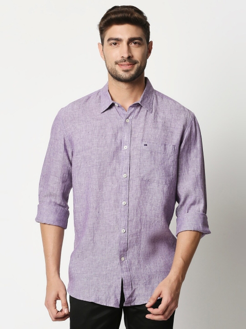 

Basics Men Purple Slim Fit Pure Linen Casual Shirt
