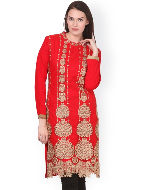 

Saadgi Women Red Embroidered Kurta