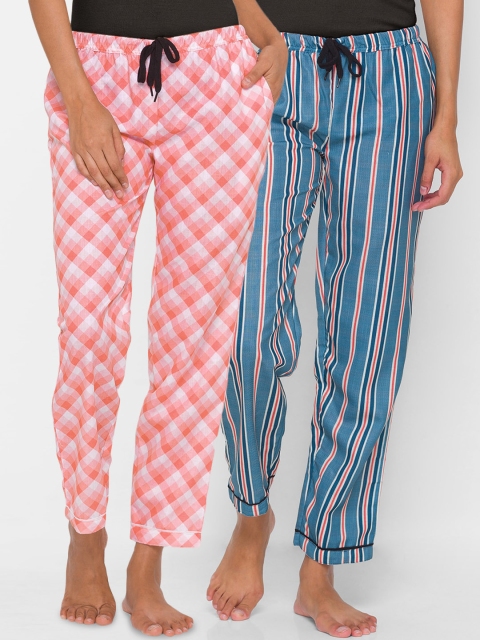 

FashionRack Woman Pack of 2 Pink & Navy Blue Striped Lounge Pants