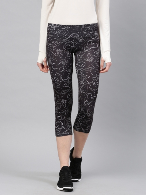 

HRX by Hrithik Roshan Black Printed Capri Active RAPID-DRY Tights